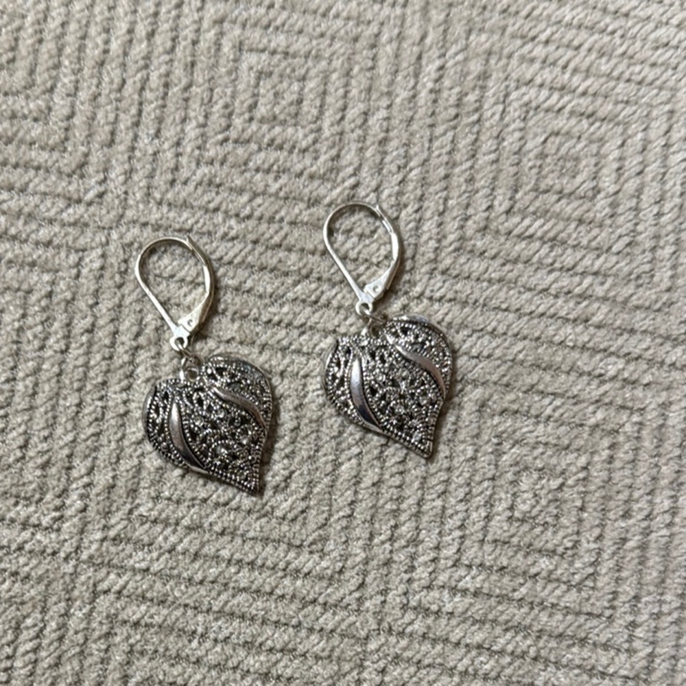 Silver Geometric Lever-Back Earrings